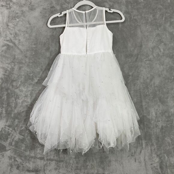American Princess Girls 7 Fancy Special Occasion Dress White Beaded tulle Fairy - Picture 2 of 9